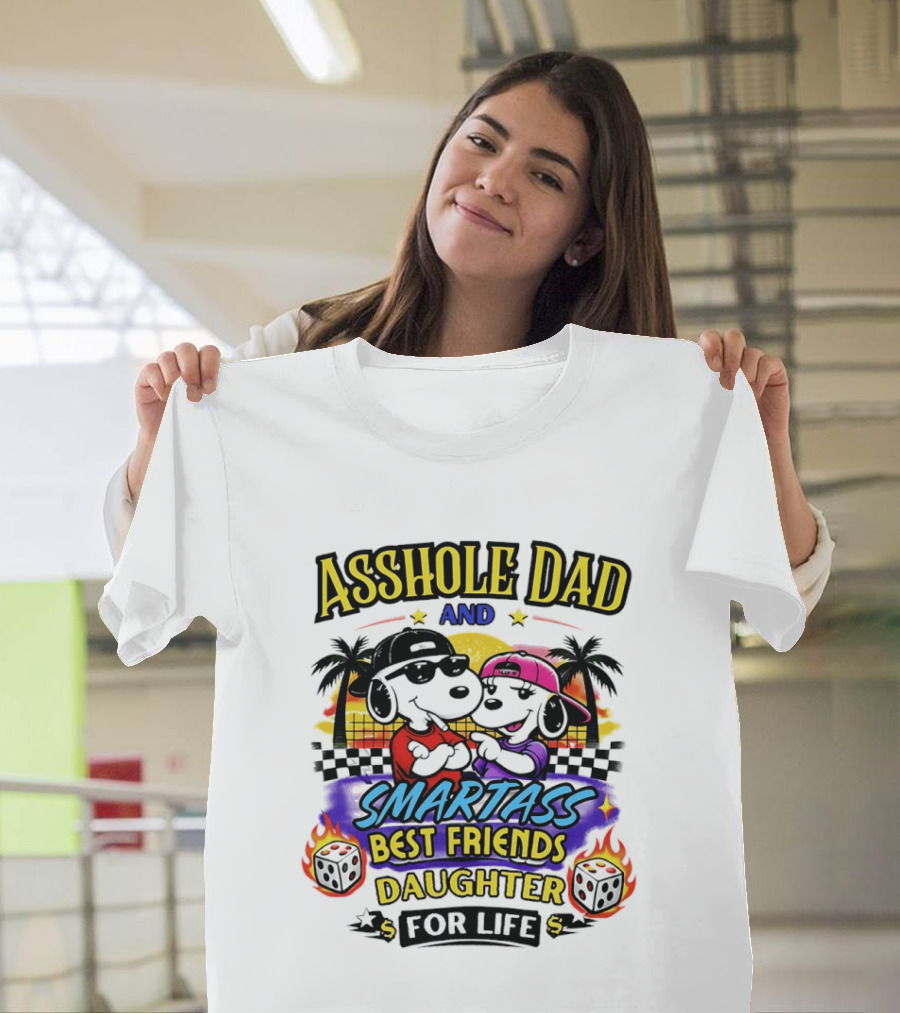 Asshole Dad And Smartass Best Friends Daughter For Life Vintage Sunset T-Shirt