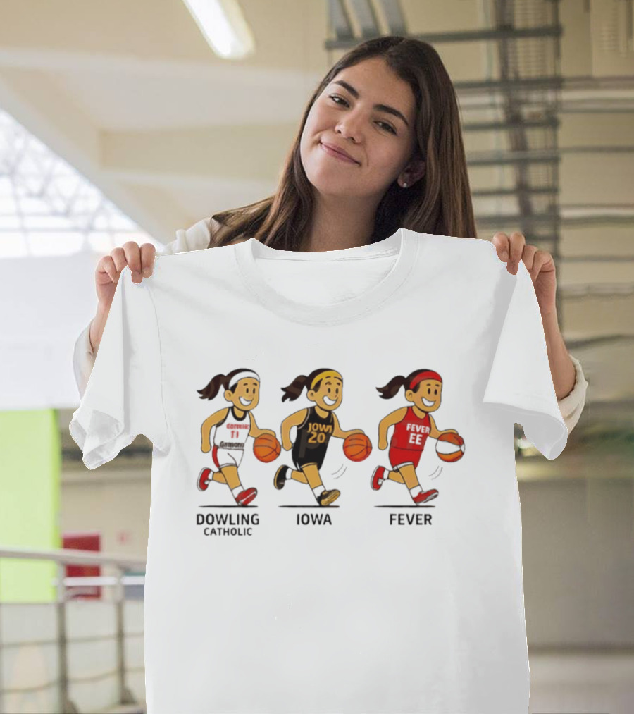 Dowling Catholic Iowa Fever Basketball Players Running With Basketballs T-Shirt