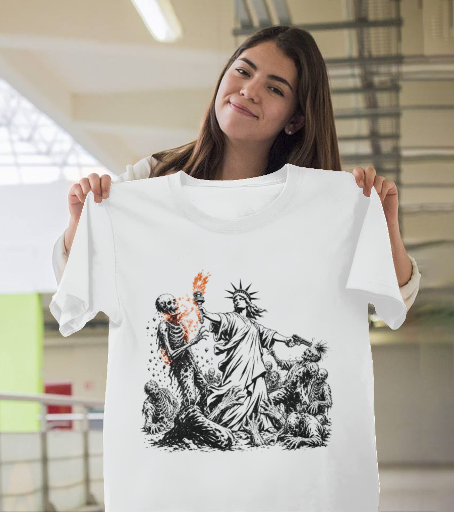 Liberty Or Death Zombie Apocalypse Undead Statue Of Liberty Torch T-Shirt