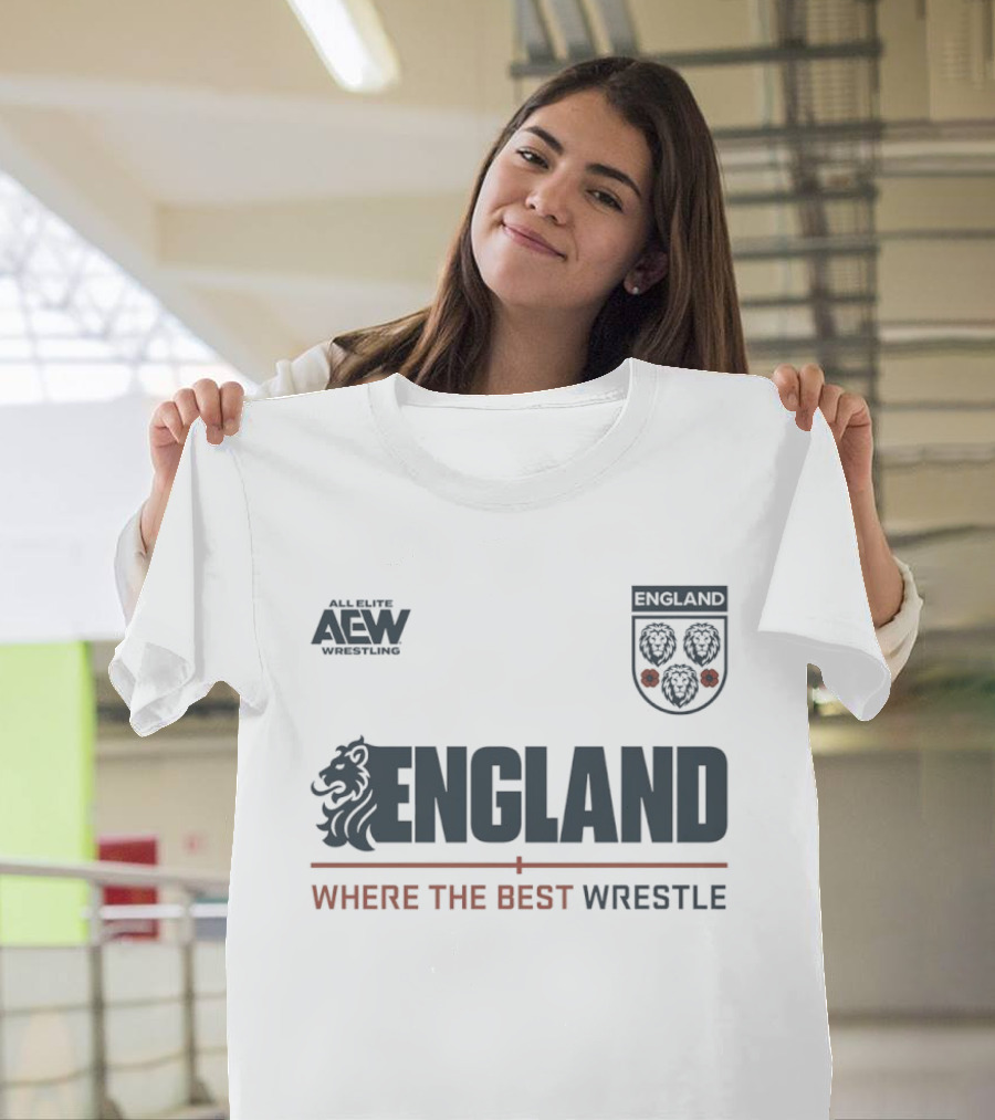 All Elite AEW Wrestling England Where The Best Wrestle Lion Crest T-Shirt