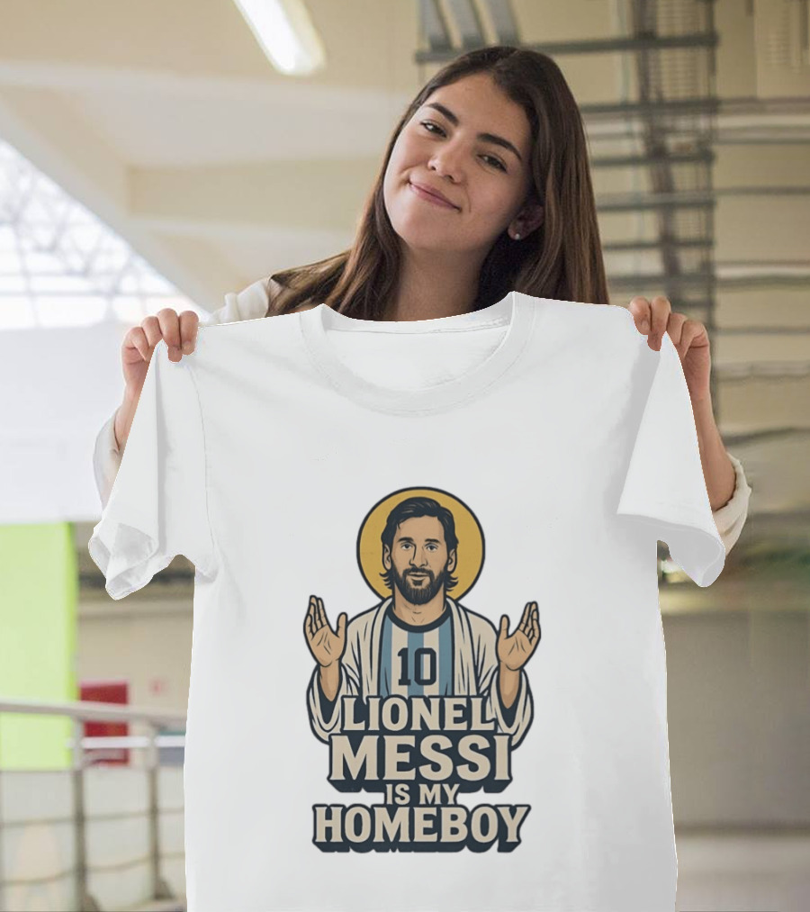 Lionel Messi Is My Homeboy Number 10 Iconic Raised Arms T-Shirt