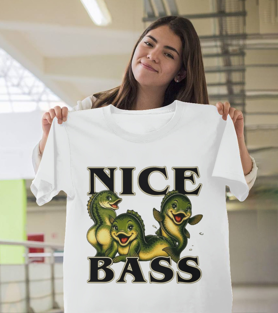 Nice Bass Fishing Pun Angler Humor Trio Fish T-Shirt
