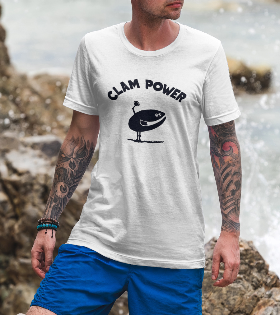 Clam Power Funny Cartoon Clam Arm Flexing T-Shirt