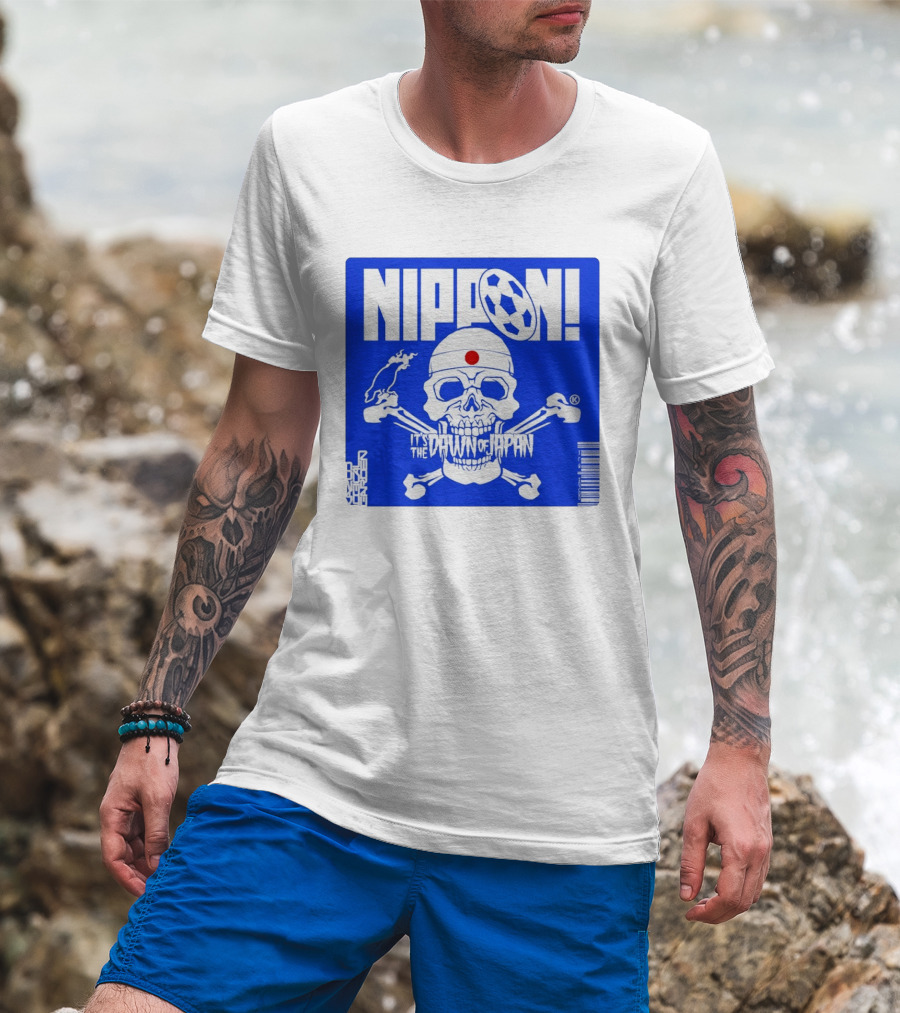 Nippon It's The Dawn Of Japan Skull Crossbones Soccer Ball T-Shirt