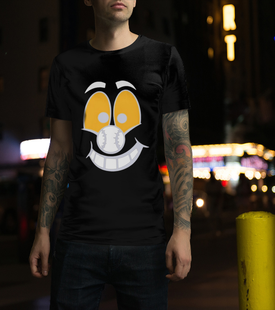 Cartoon Baseball Smile Face With Playful Eyes T-Shirt