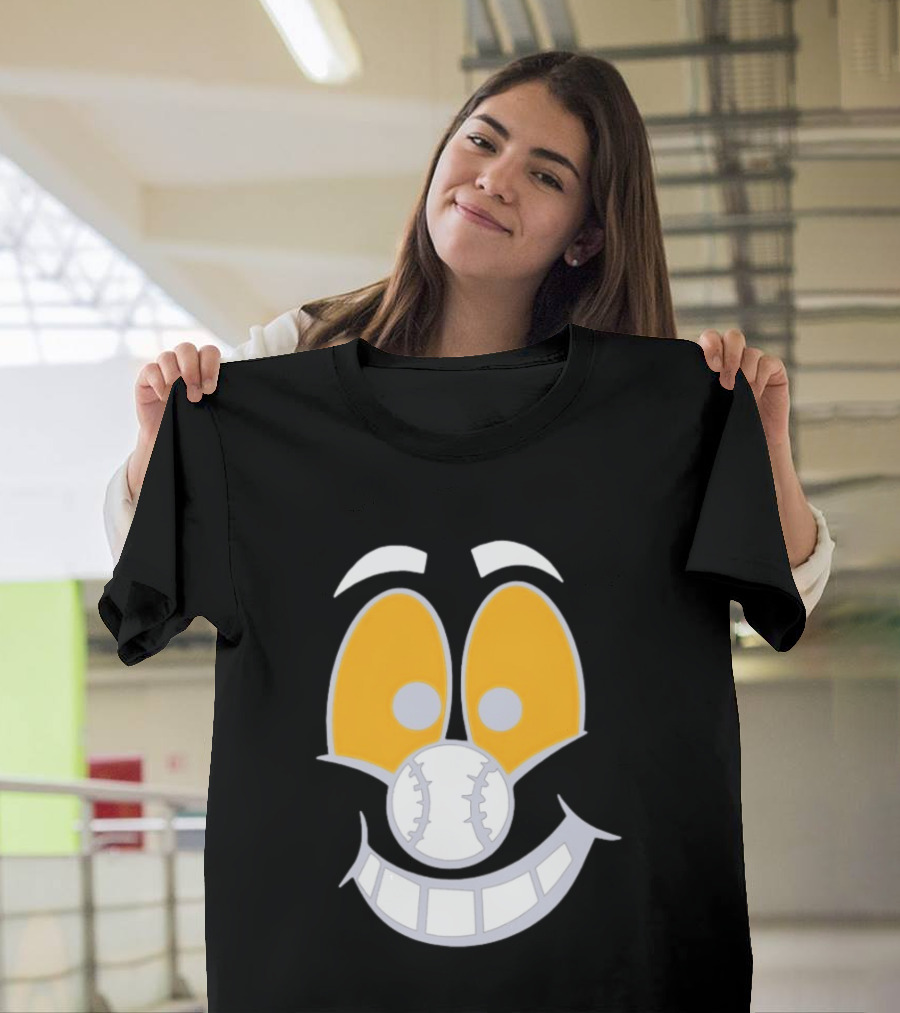 Cartoon Baseball Smile Face With Playful Eyes T-Shirt