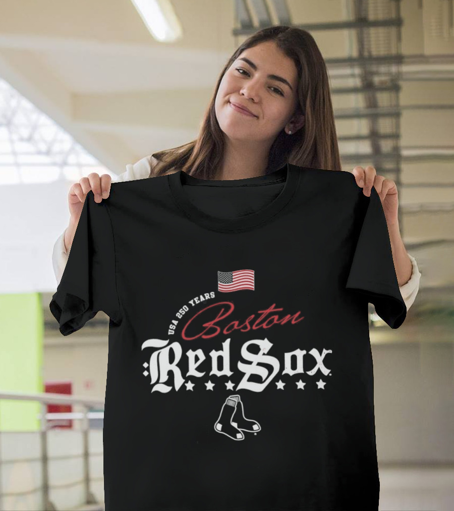 Boston Red Sox MLB USA 250 Years Happy 4th Of July Celebration T-Shirt