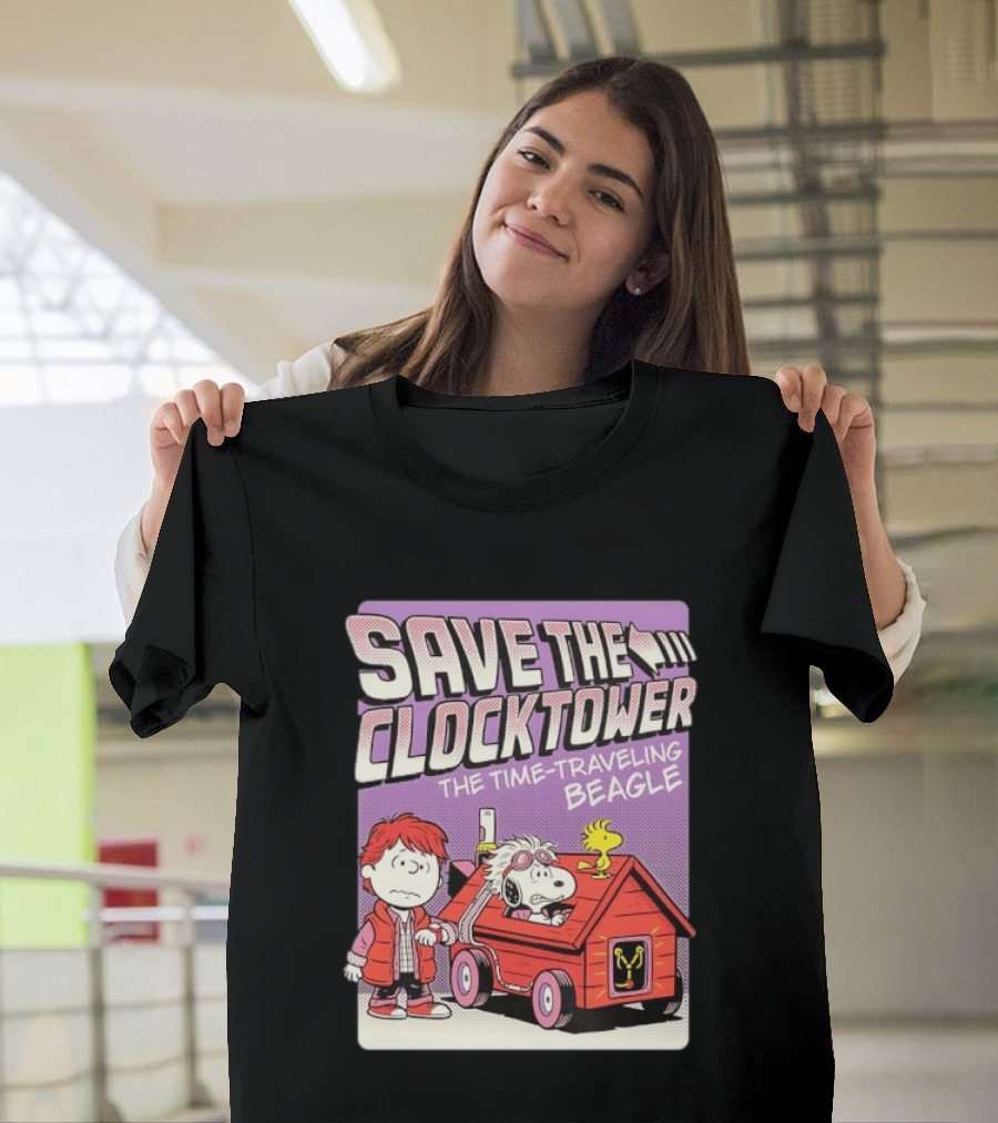 Save The Tower The Time Traveling Beagle Retro Adventure T-Shirt