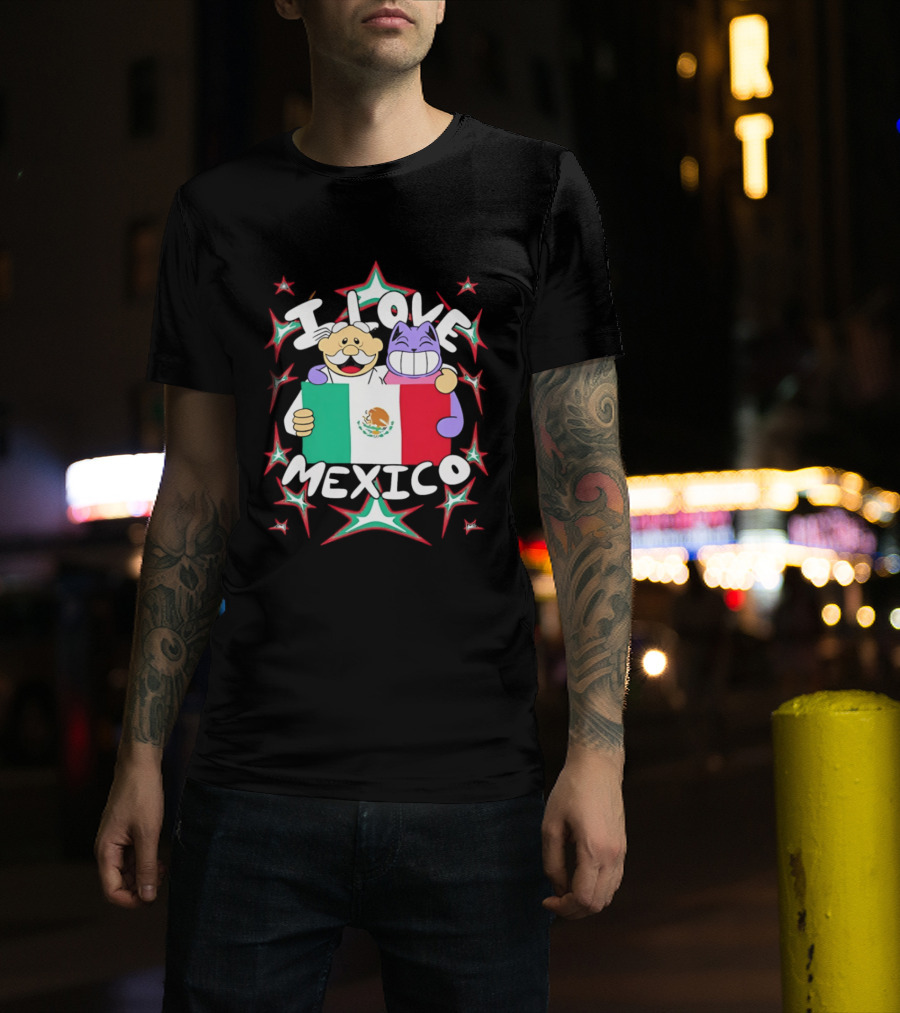 I Love Mexico Mexican Flag Cartoon Cat And Doctor T-Shirt