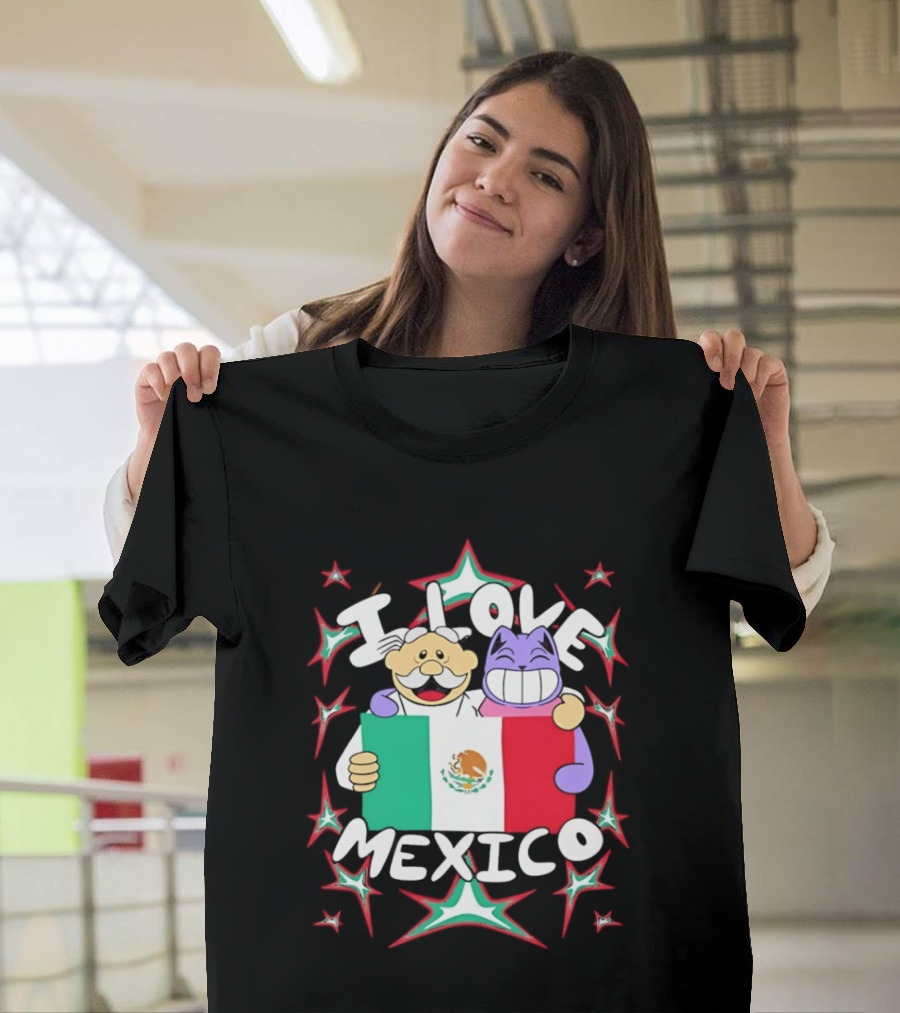 I Love Mexico Mexican Flag Cartoon Cat And Doctor T-Shirt