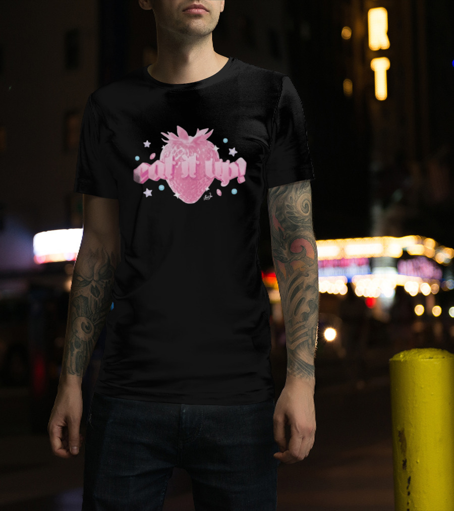 Naomi Jon Eat It Up Pink Strawberry Gothic Stars T-Shirt