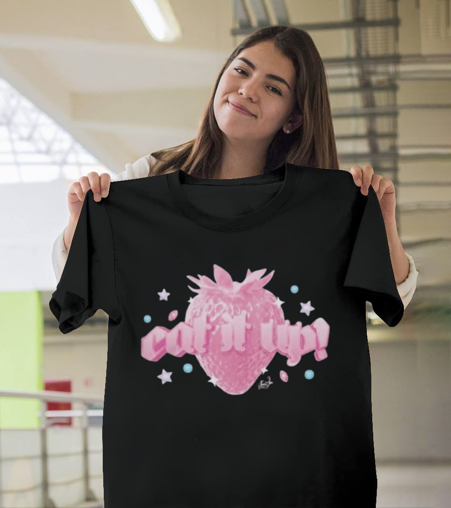 Naomi Jon Eat It Up Pink Strawberry Gothic Stars T-Shirt