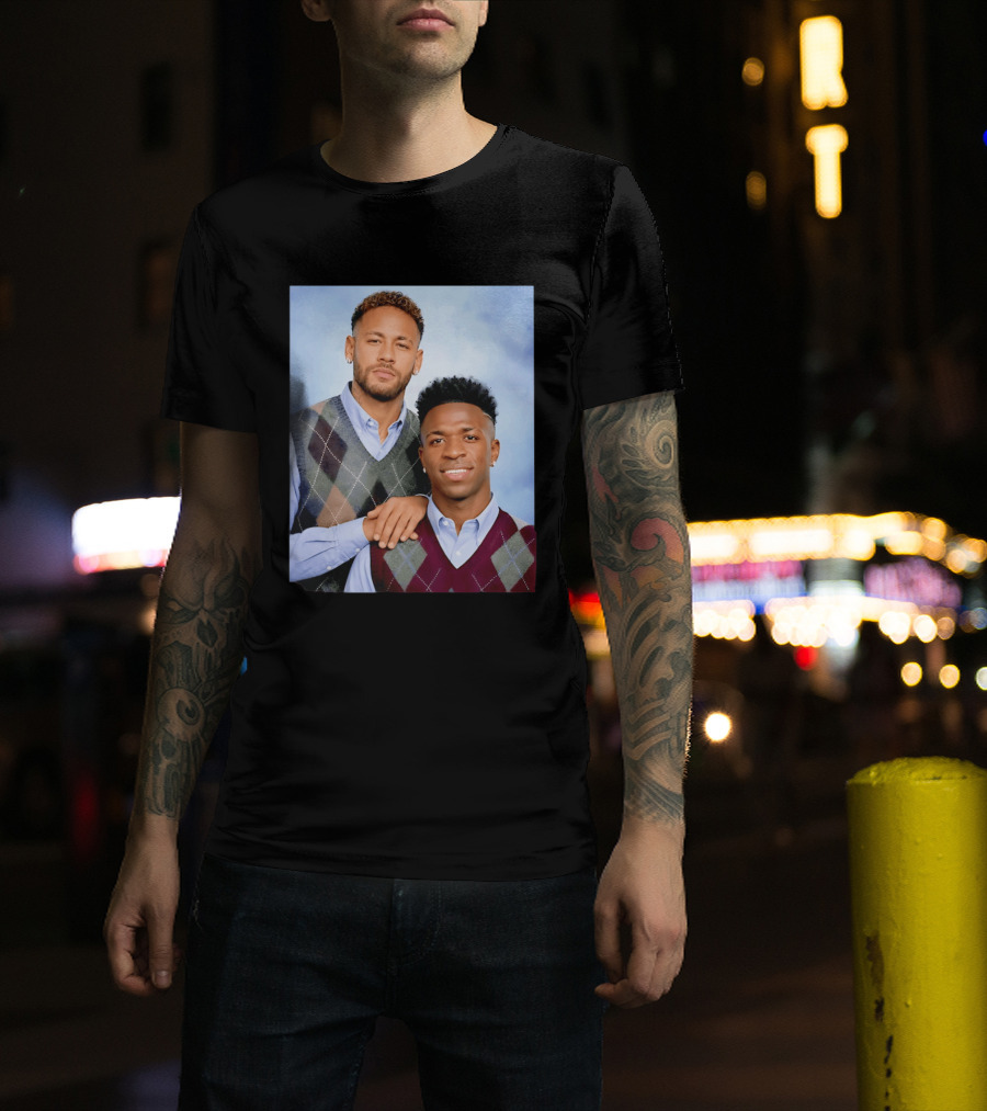 Neymar Jr Vinicius Jr Step Brothers Argyle Sweater Look T-Shirt