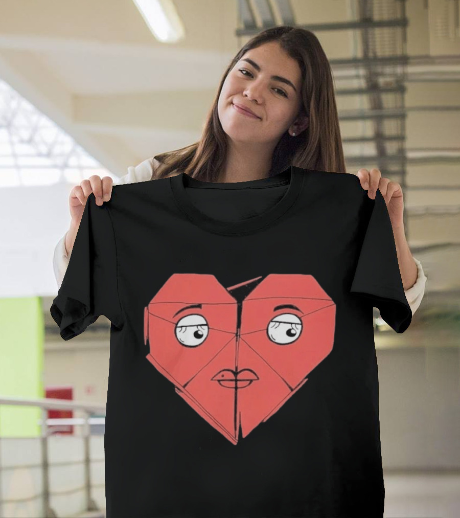 James Marriott Romanticise This Origami Heart Face T-Shirt