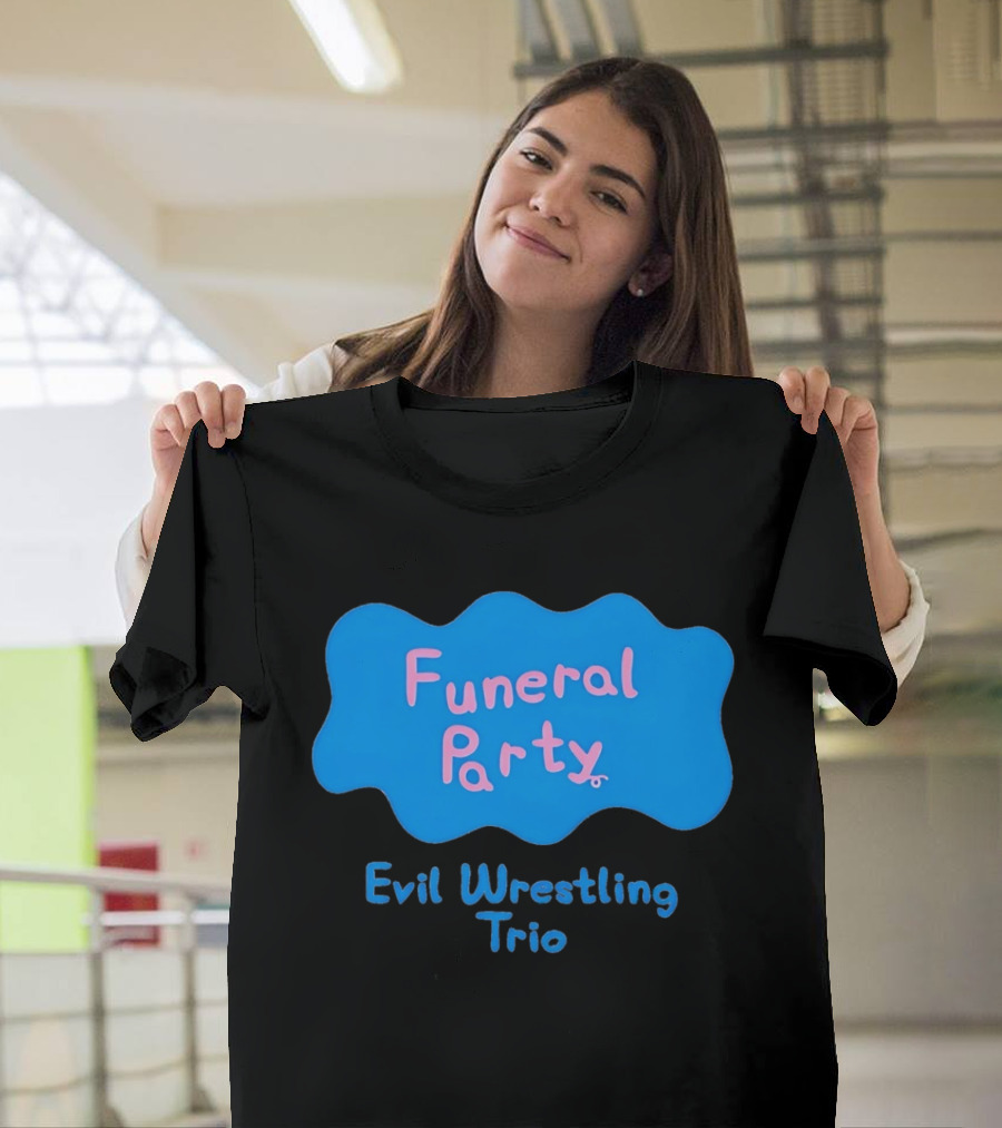 Funeral Party Evil Wrestling Trio Retro Blue Pink T-Shirt