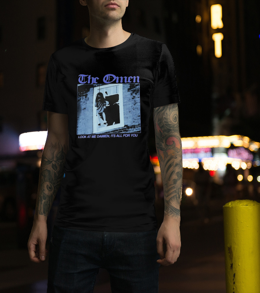 The Omen Look At Me Damien It's All For You Classic Horror Scene T-Shirt