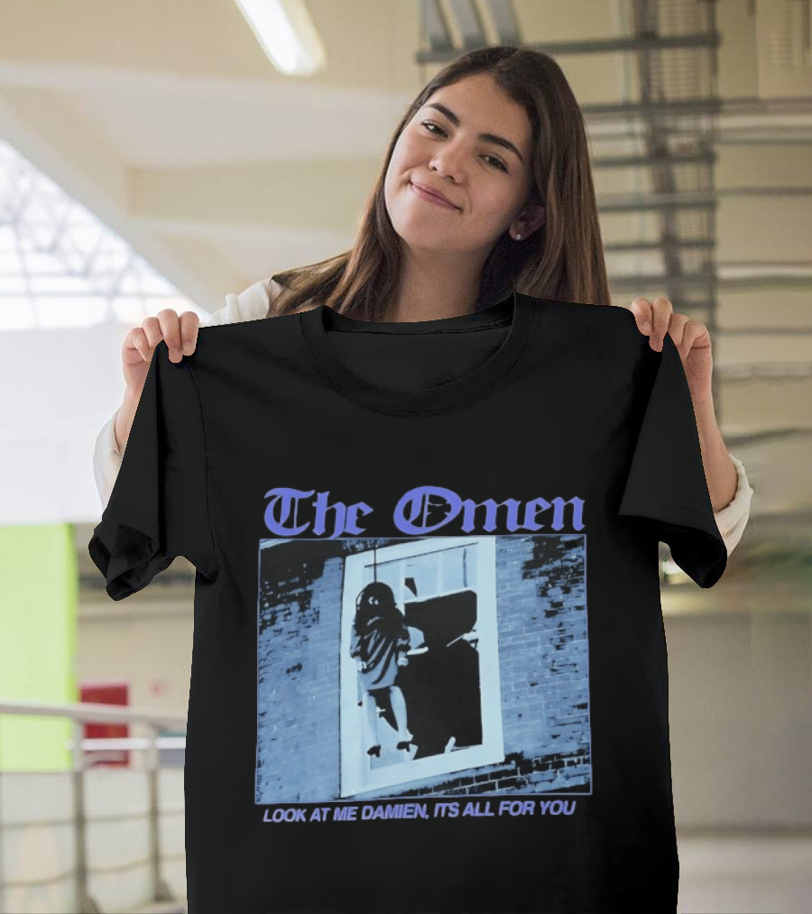 The Omen Look At Me Damien It's All For You Classic Horror Scene T-Shirt