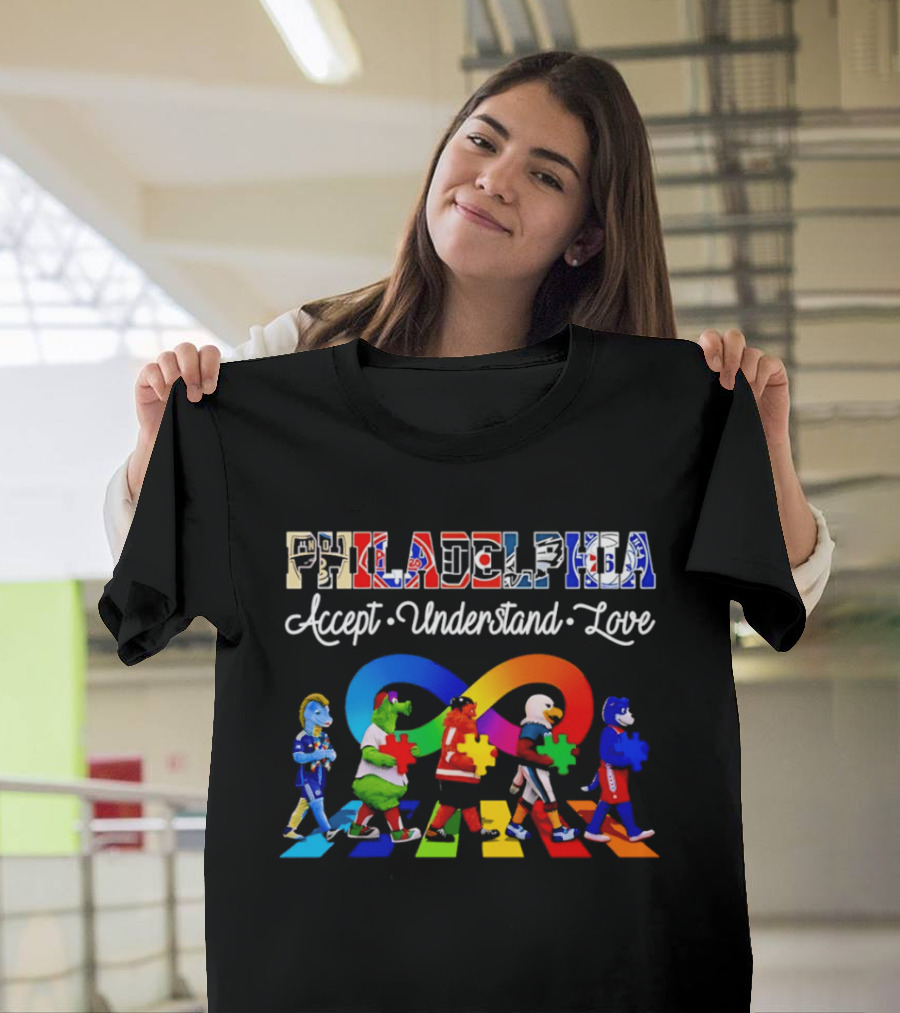 Philadelphia Mascots Autism Awareness Accept Understand Love T-Shirt