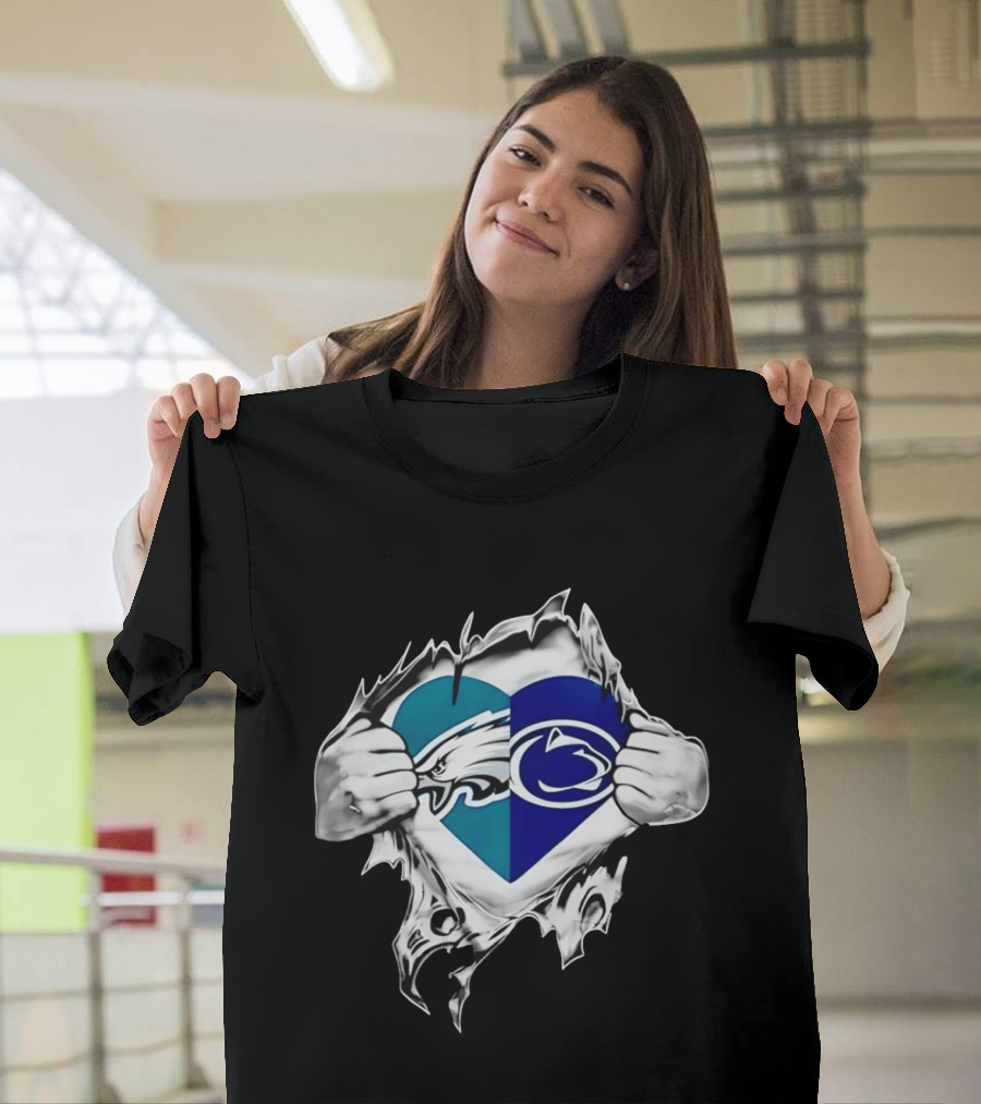 Philadelphia Eagles Penn State Nittany Lions Heart T-Shirt