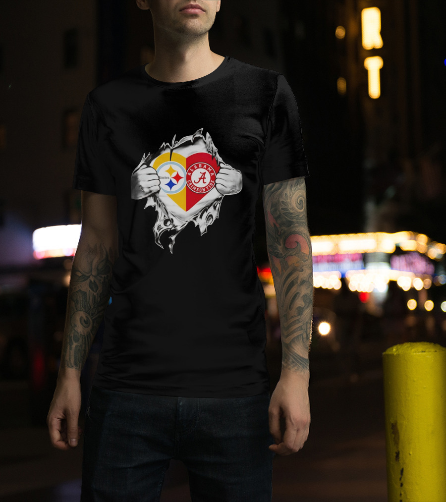 Pittsburgh Steelers Alabama Crimson Tide Heart Dual T-Shirt