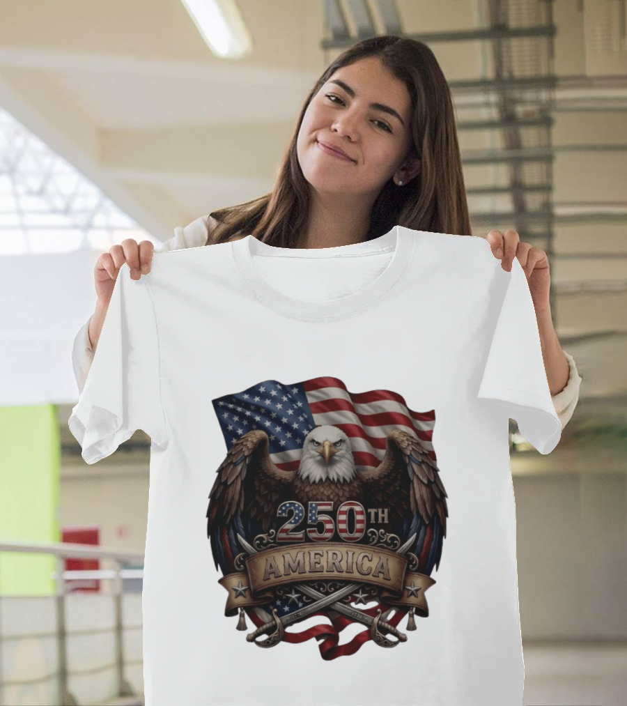 Patriotic Bald Eagle USA Flag America 250th Anniversary T-Shirt