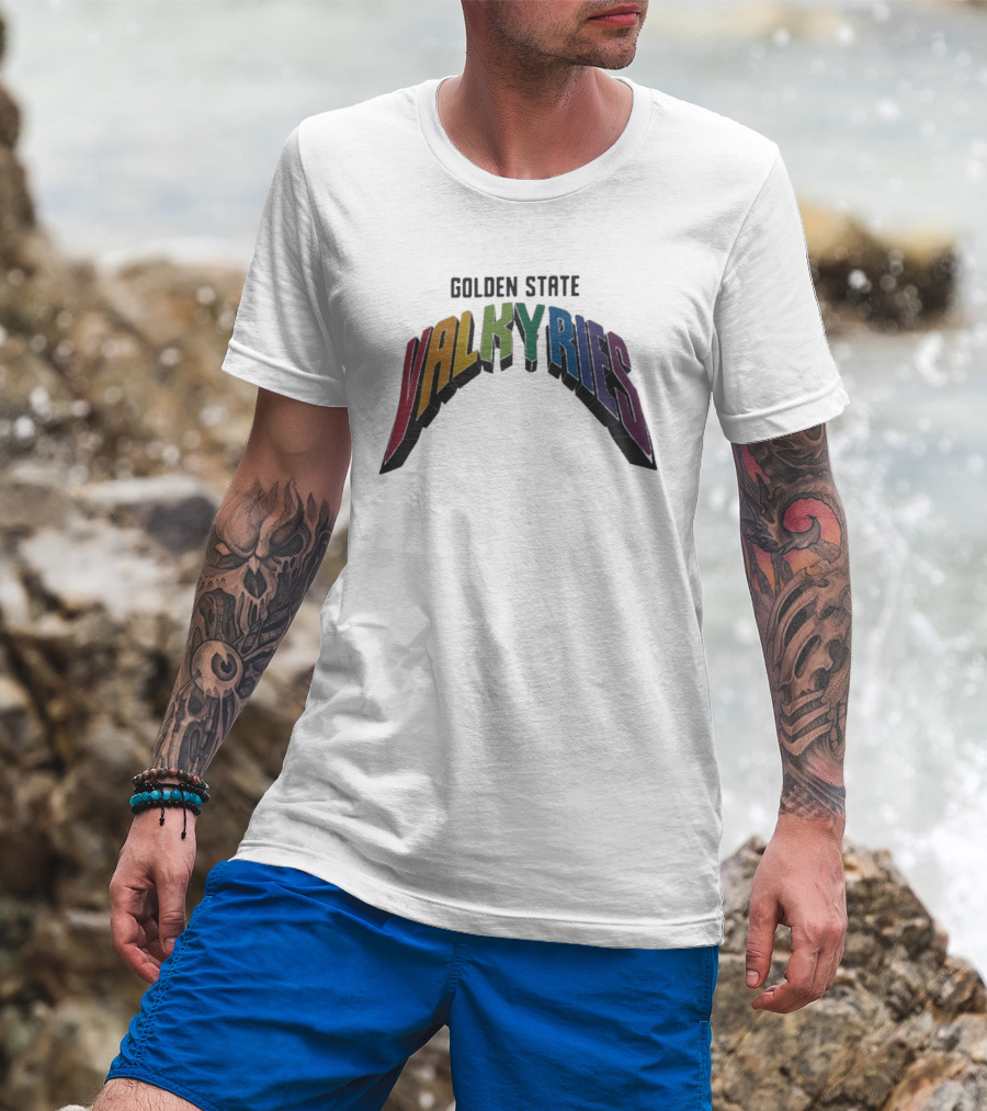 Golden State Valkyries Rainbow Multicolor Curved T-Shirt