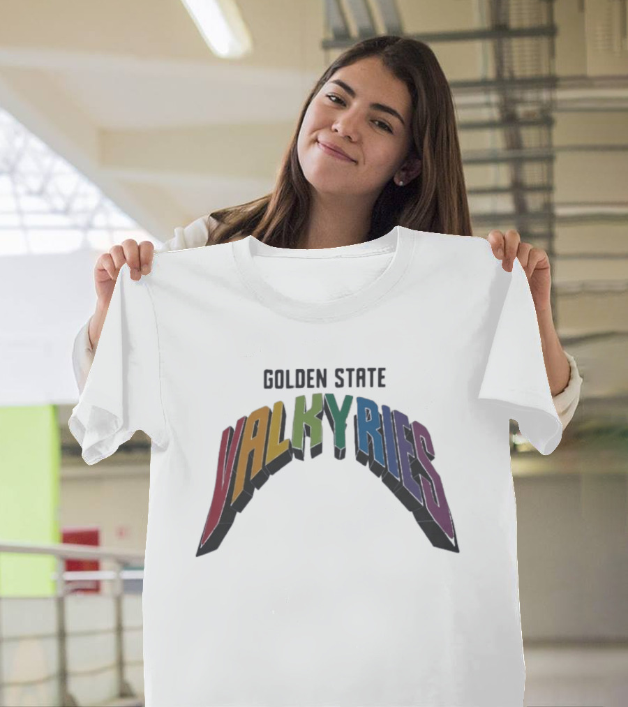 Golden State Valkyries Rainbow Multicolor Curved T-Shirt