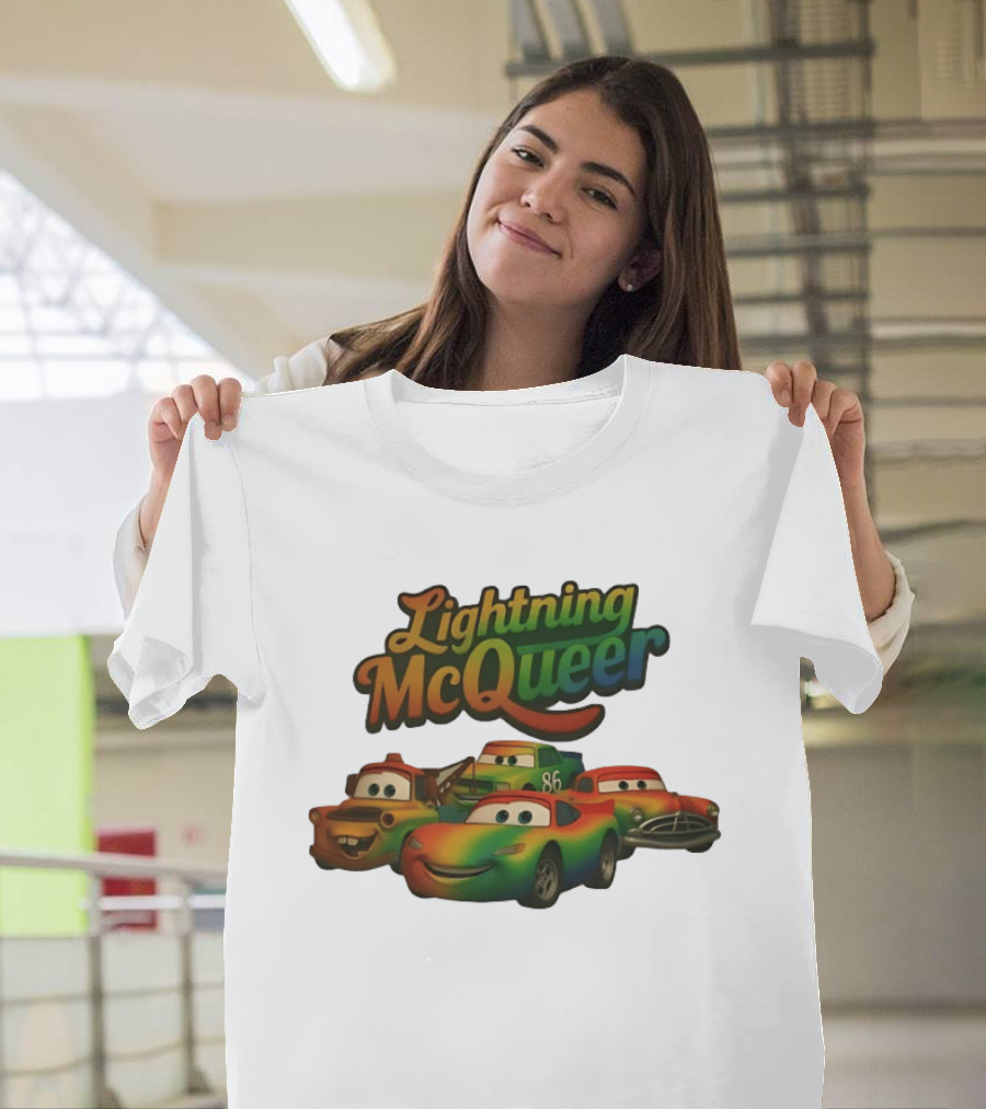 Lightning McQueer Pride Cars Movie Characters Rainbow T-Shirt