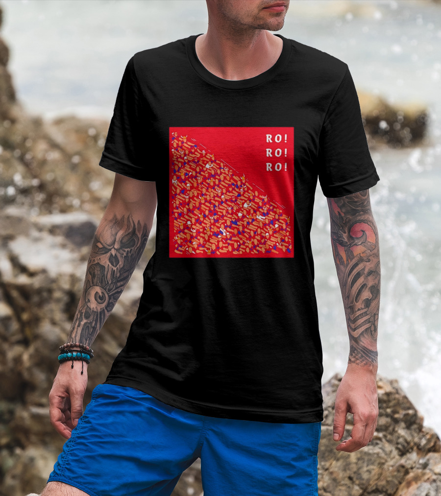 Ro Ro Ro Viking Helmet Crowd Art Red T-Shirt