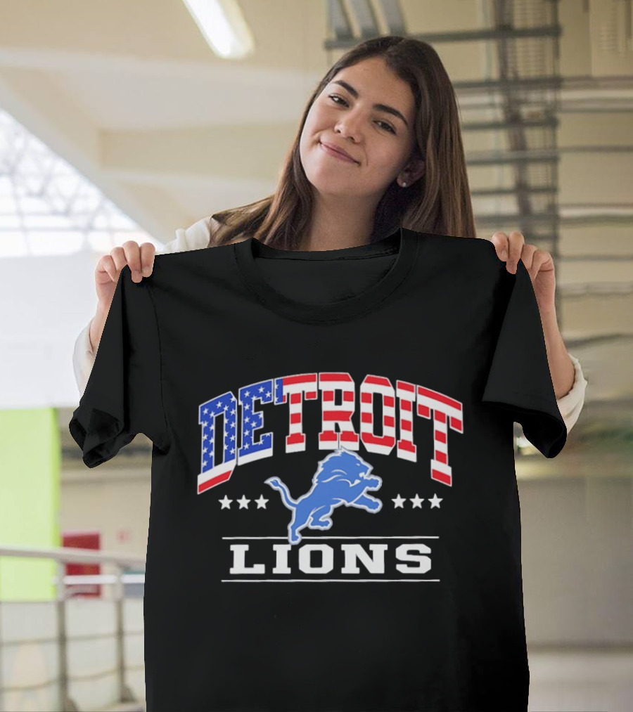 Detroit Lions 1776 2026 250 Years 4th Of July American Flag NFL Team Stars And Stripes T-Shirt