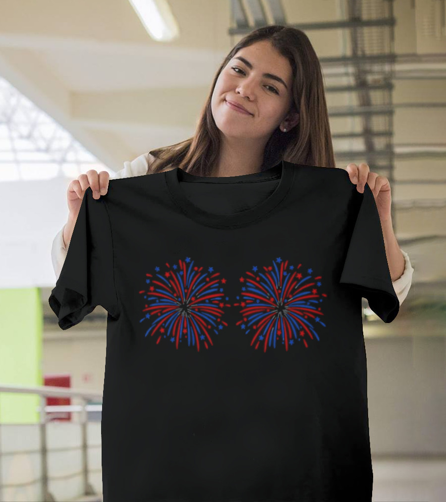 Fireworks Red Blue Burst Festival Celebration T-Shirt
