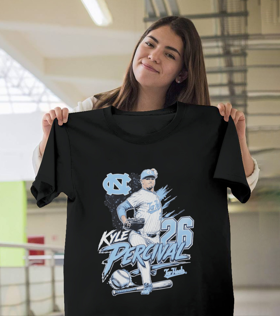 North Carolina Tar Heels Kyle Percival 26 Baseball Pitcher T-Shirt