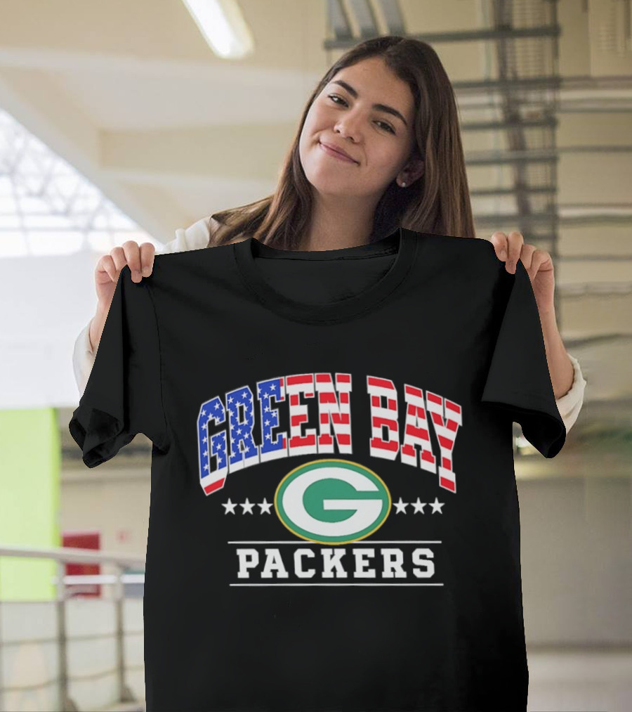 Green Bay Packers 1776 2026 250 Years 4th Of July American Flag T-Shirt