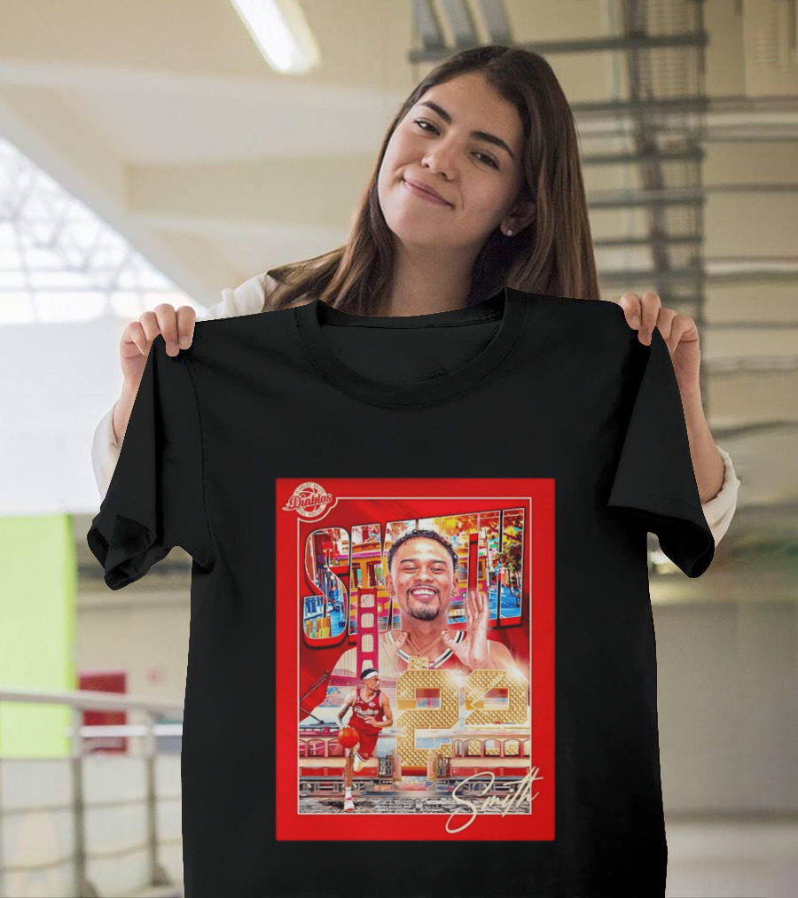Tyrus Smith Diablos Rojos 24 Basketball San Francisco Bridge T-Shirt