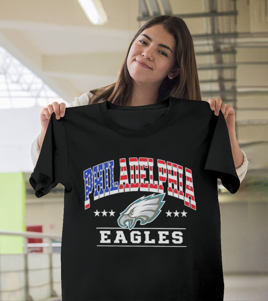Philadelphia Eagles 1776 2026 250 Years 4th Of July American Flag Stars T-Shirt