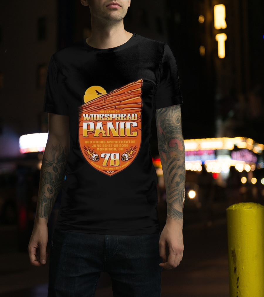 40 Years Of Widespread Panic Red Rocks Amphitheatre June 26 28 2026 Morrison Colorado 78 Consecutive Sold Out Shows T-Shirt