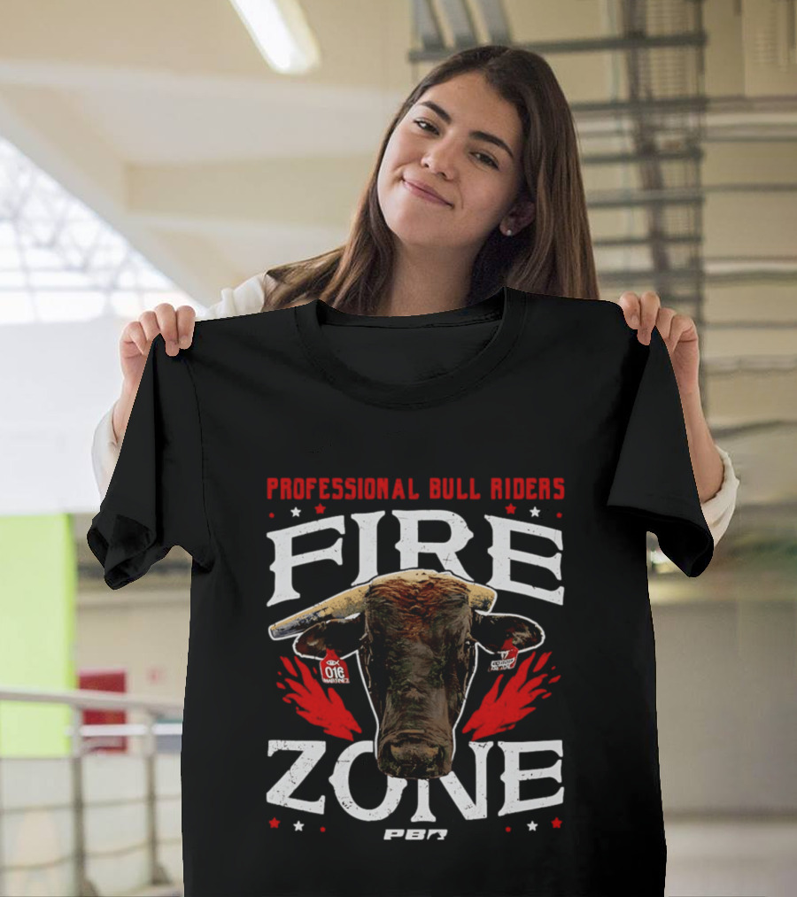 Professional Bull Riders Fire Zone PBR Bull Head OTE Blood Red T-Shirt