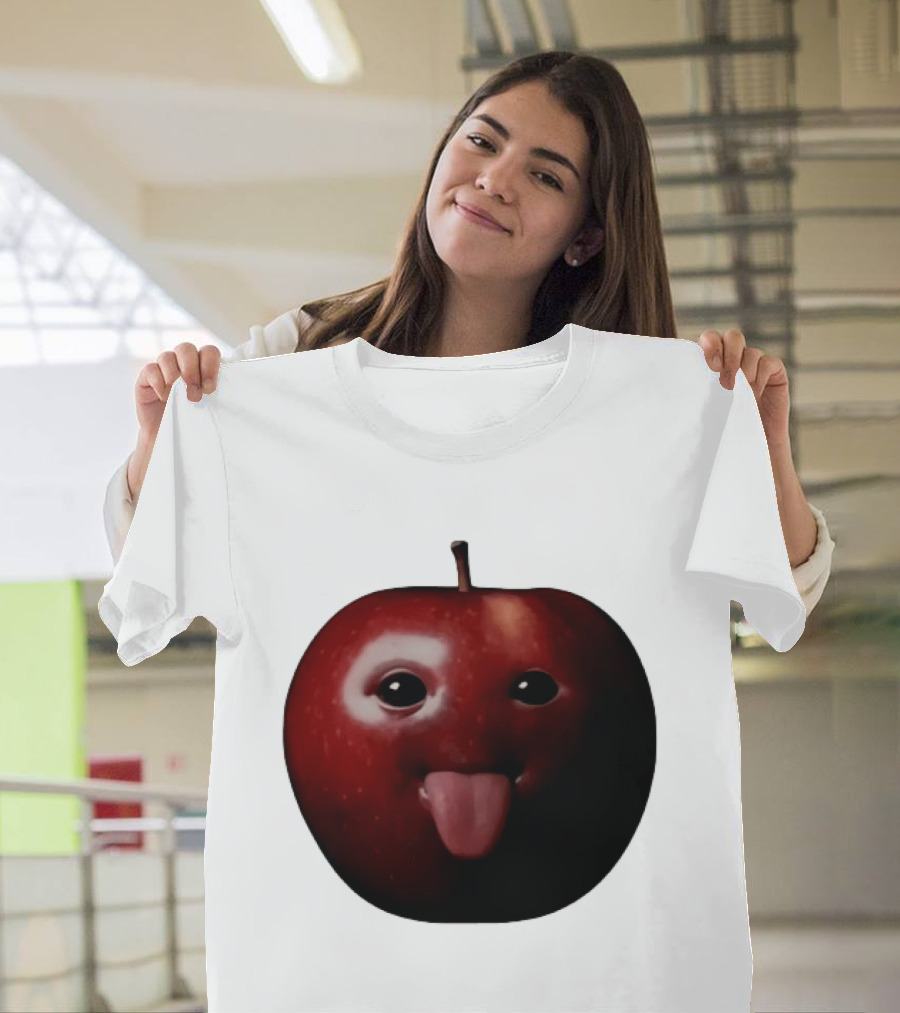 Apple Sticking Out Tongue Funny Fruit Face T-Shirt