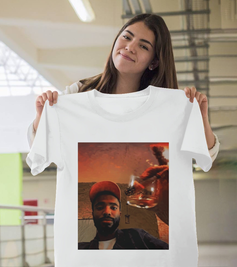Mikal Bridges Phoenix Suns Cigar Whiskey Glass Sunset Vibes T-Shirt