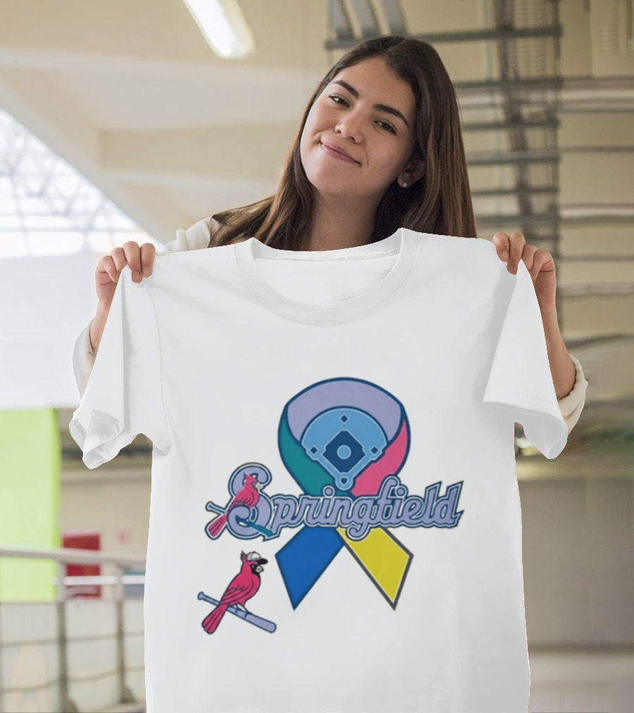 Springfield Cardinals Awareness Ribbon Baseball Team Unity T-Shirt