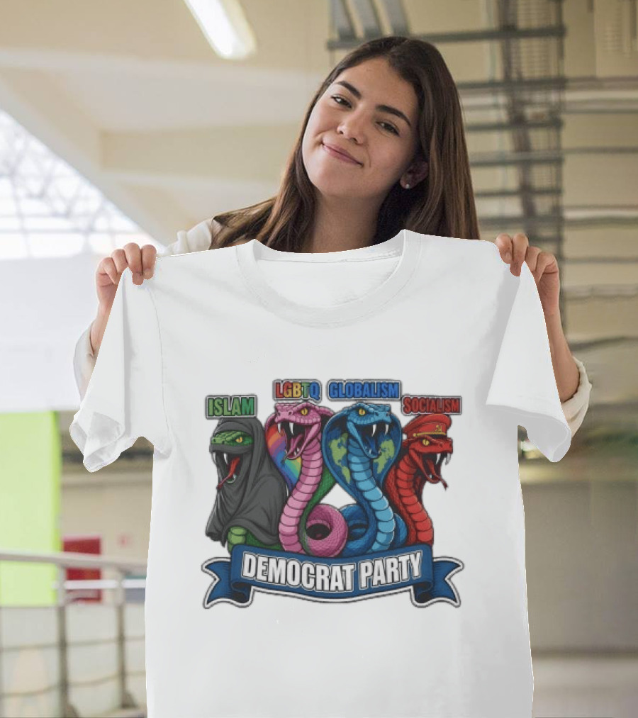 Islam LGBTQ Globalism Socialism Democrat Party Cobra Banner T-Shirt