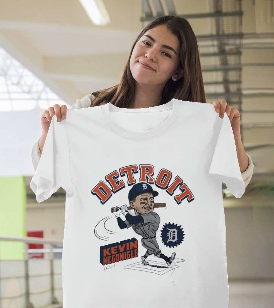 Detroit Kevin McGonigle Tigers Baseball Player Caricature T-Shirt