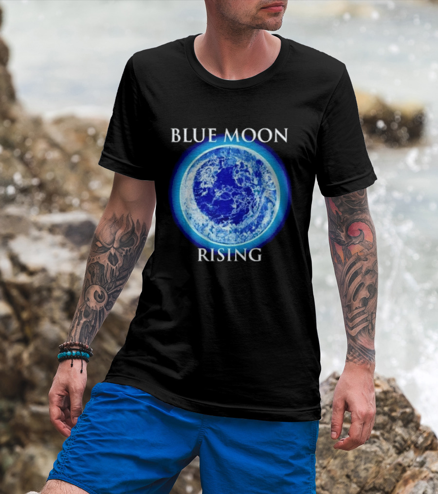 Blue Moon Rising Astronomy Celestial Night Sky Planetary T-Shirt