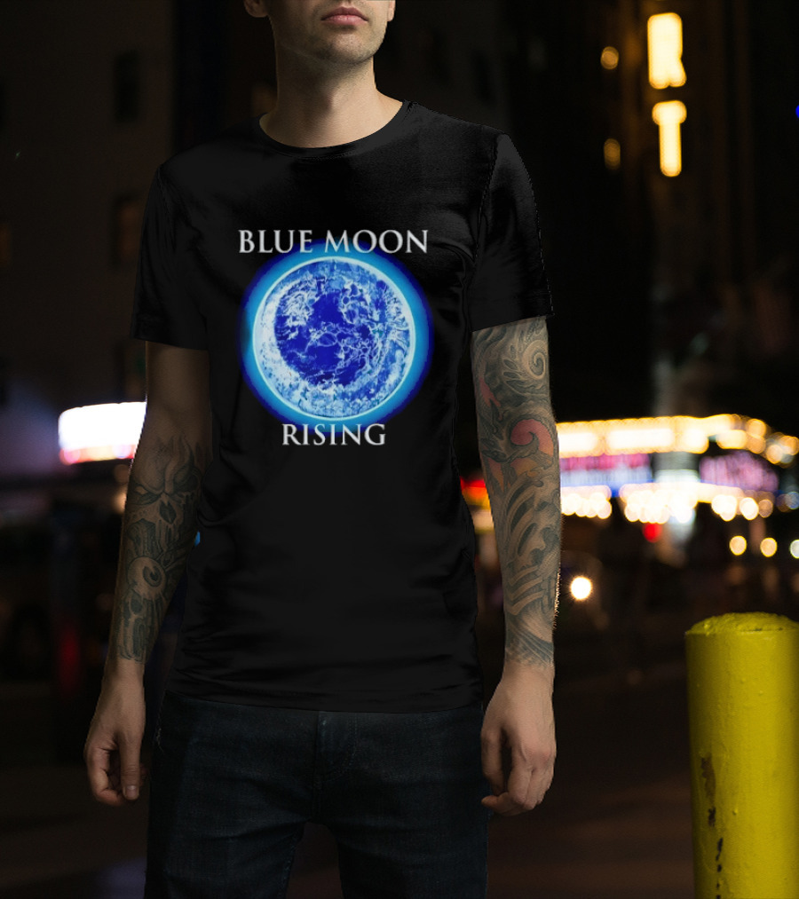 Blue Moon Rising Astronomy Celestial Night Sky Planetary T-Shirt