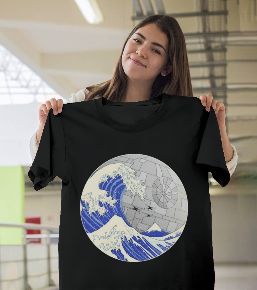 The Great Wave Off Kanagawa Meets Death Star Star Wars T-Shirt