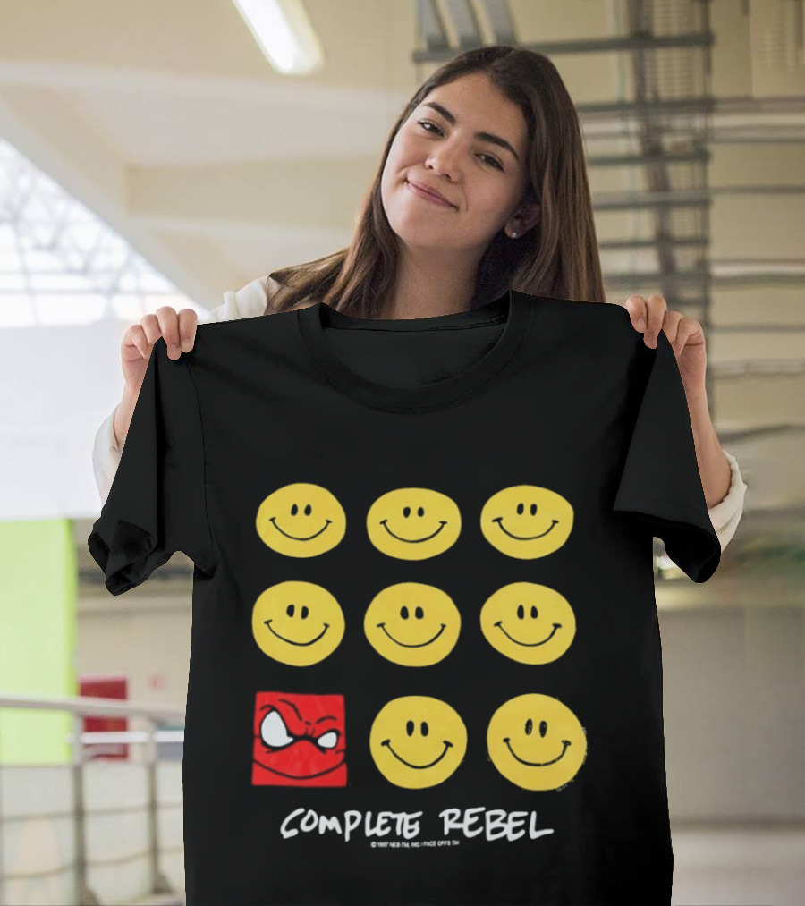 Complete Rebel Smiley Faces Red Square T-Shirt