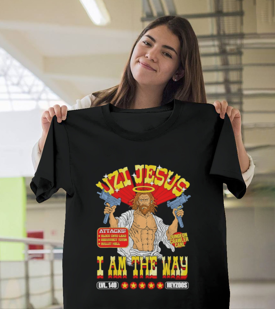 Uzi Jesus I Am The Way Dungeon Crawler Card Bullet Hell T-Shirt
