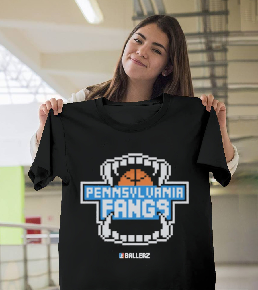 Pennsylvania Fangs Ballerz Basketball Retro Pixel T-Shirt