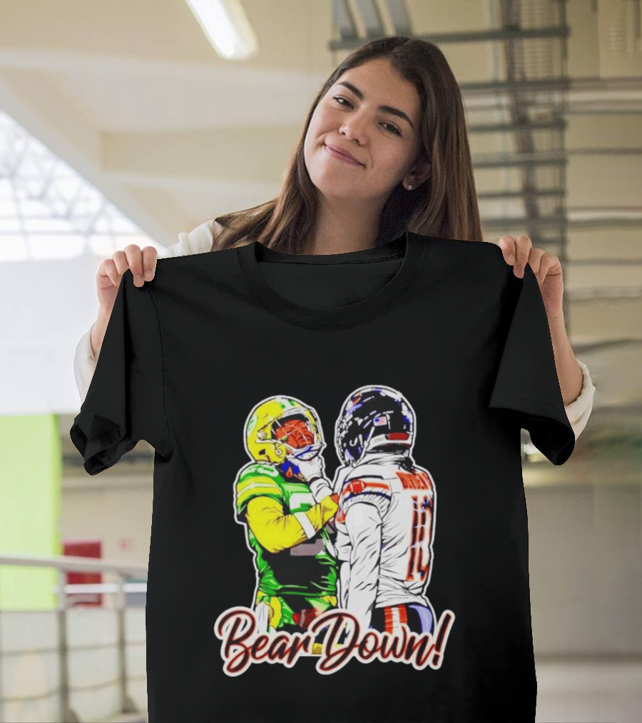 Aaron Rodgers Green Bay Packers Versus Luther Burden III Chicago Bears Bear Down Rivalry T-Shirt