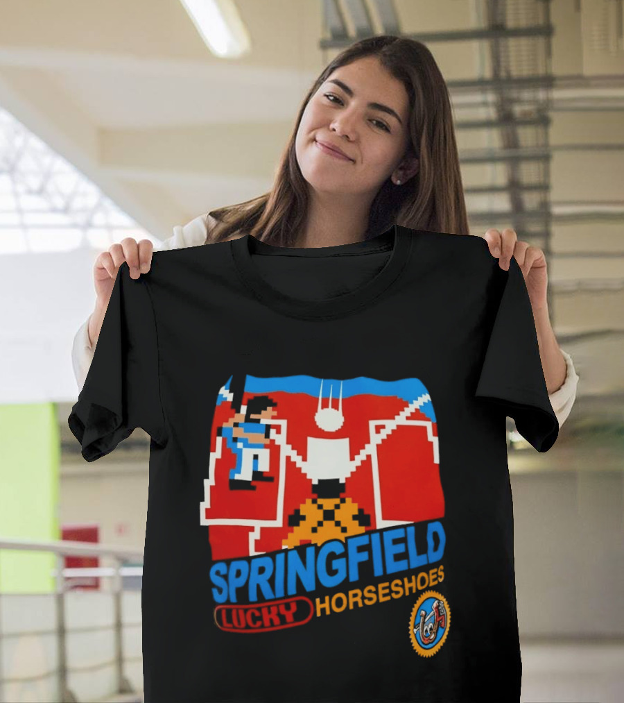Springfield Lucky Horseshoes The Simpsons Video Game Styled Crest T-Shirt